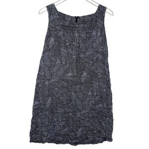 KIT M Womens Handmade Tank Dress 100% Cotton Print Square Neck
